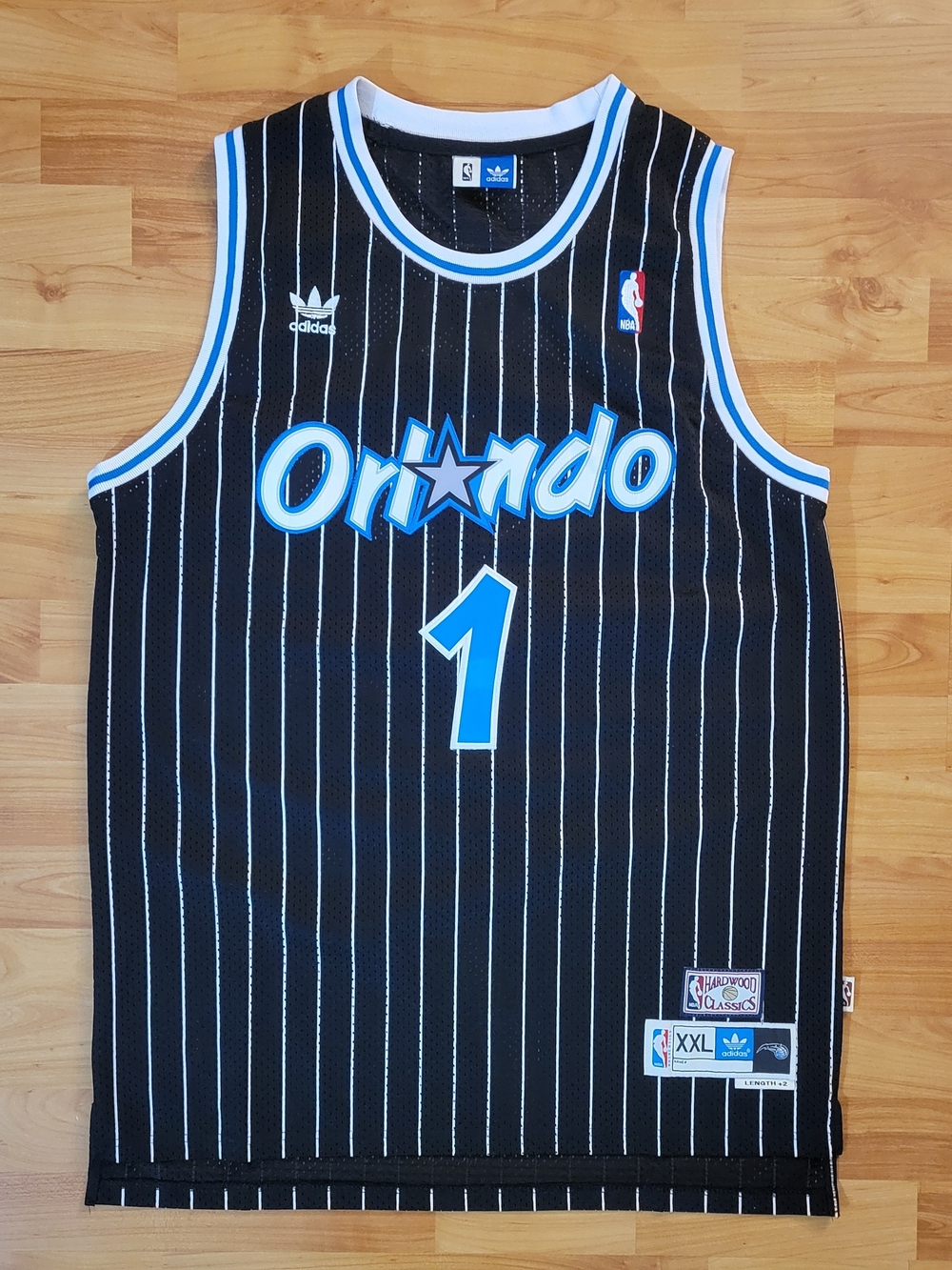 Orlando Magic Tracy McGrady #1 Adidas Hardwood Classic Black Jersey, XL +2